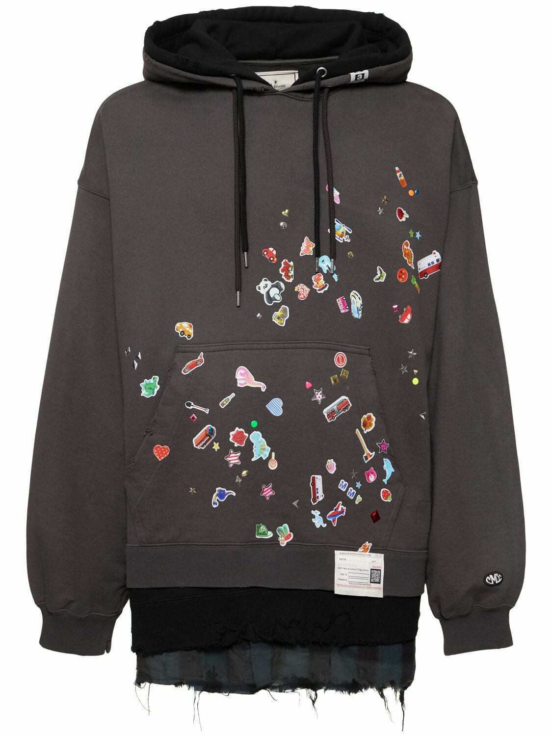 Miharayasuhiro Black Distressed Zip-Up Hoodie Maison MIHARA Miharayasuhiro Black Distressed Zip-Up Hoodie Maison MIHARA
