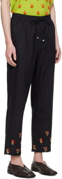 HARAGO Black Embroidered Trousers