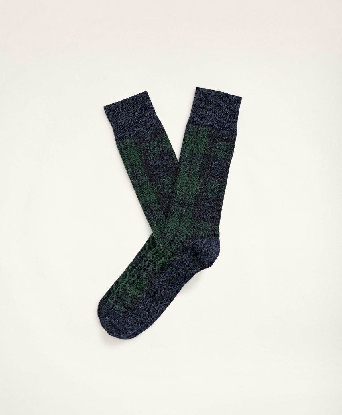 Brooks Brothers Men's Tartan Crew Socks | Navy/Green