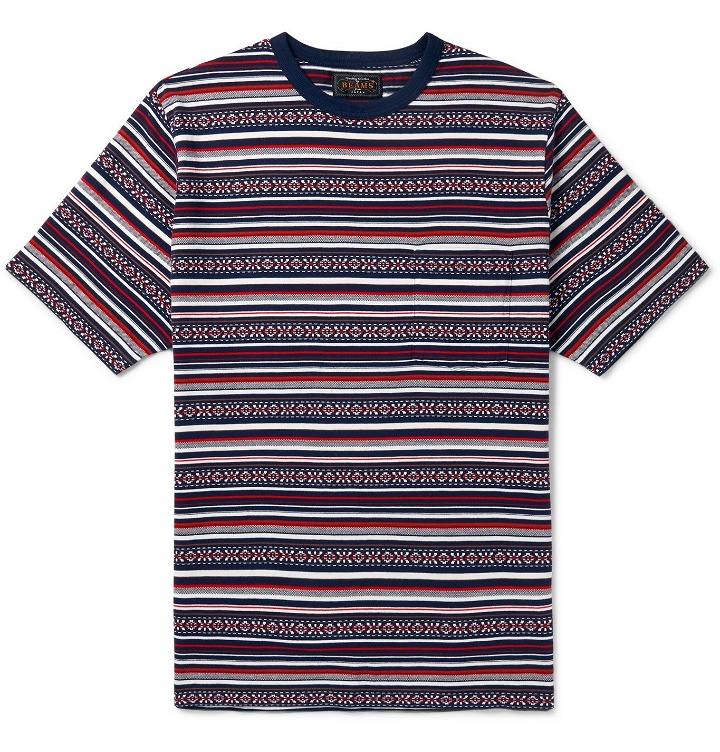 Photo: Beams Plus - Striped Cotton-Jacquard T-Shirt - Blue