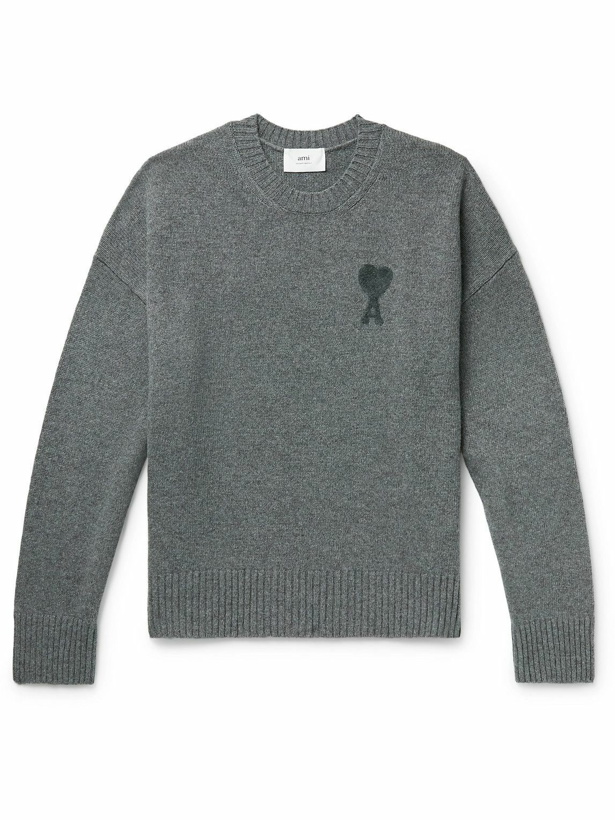 Photo: AMI PARIS - Logo-Jacquard Wool Sweater - Gray
