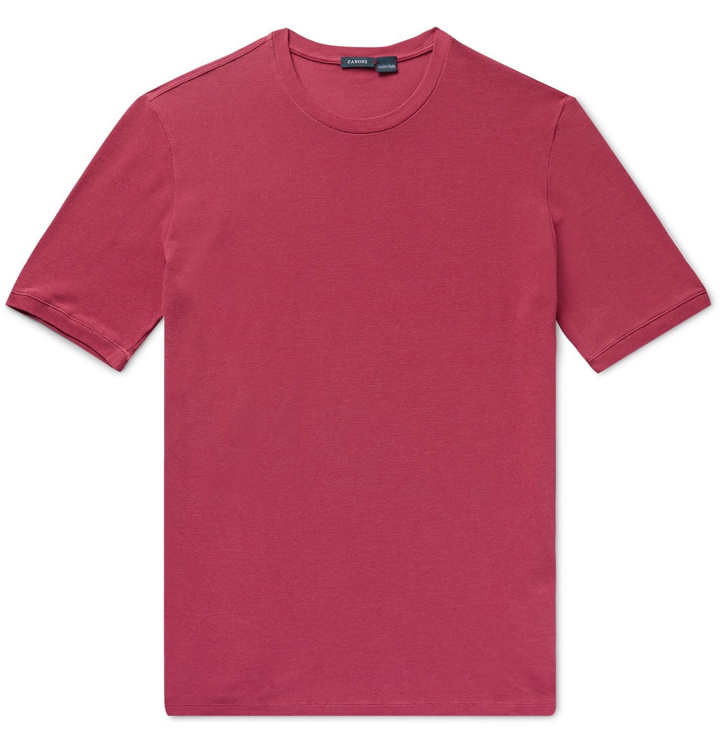 Photo: Incotex - Ice Cotton-Piqué T-Shirt - Red