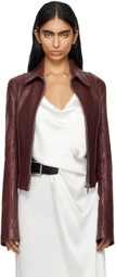 Ann Demeulemeester Burgundy Esther Biker Leather Jacket