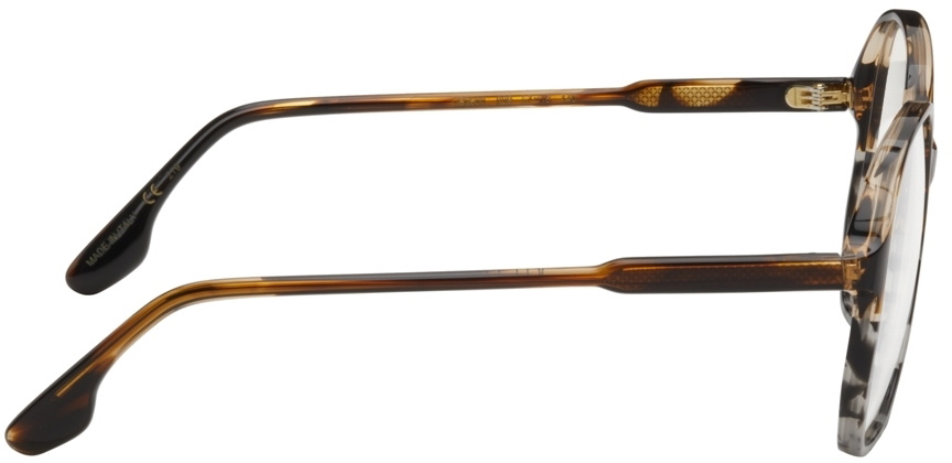 Victoria Beckham Tortoiseshell Faceted Round Optical Glasses