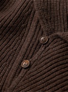 Polo Ralph Lauren - Shawl-Collar Ribbed Wool-Blend Cardigan - Brown