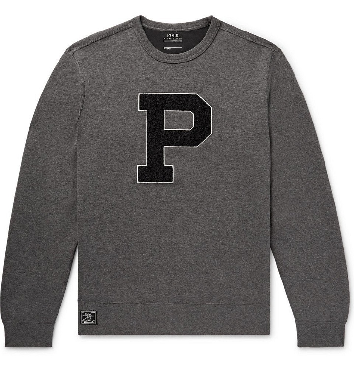 Photo: Polo Ralph Lauren - Appliquéd Mélange Jersey Sweatshirt - Men - Dark gray