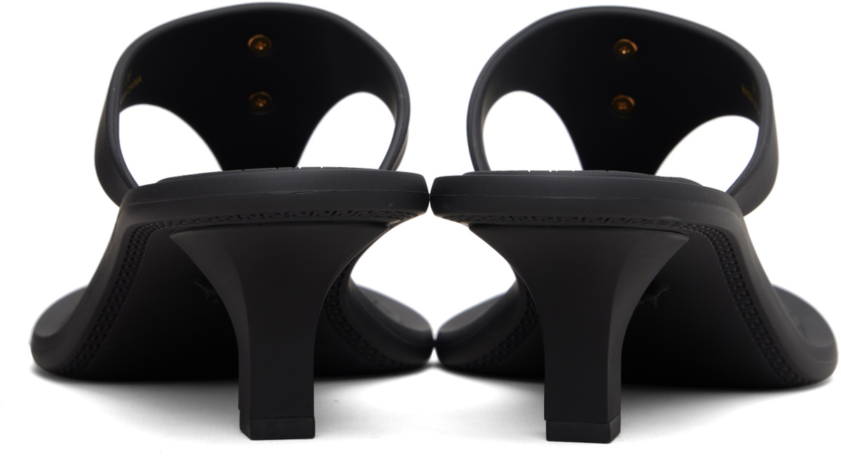 Versace Black Alia Rubber Thong Heeled Sandals