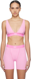 SKIMS Pink Cotton Rib Plunge Bralette