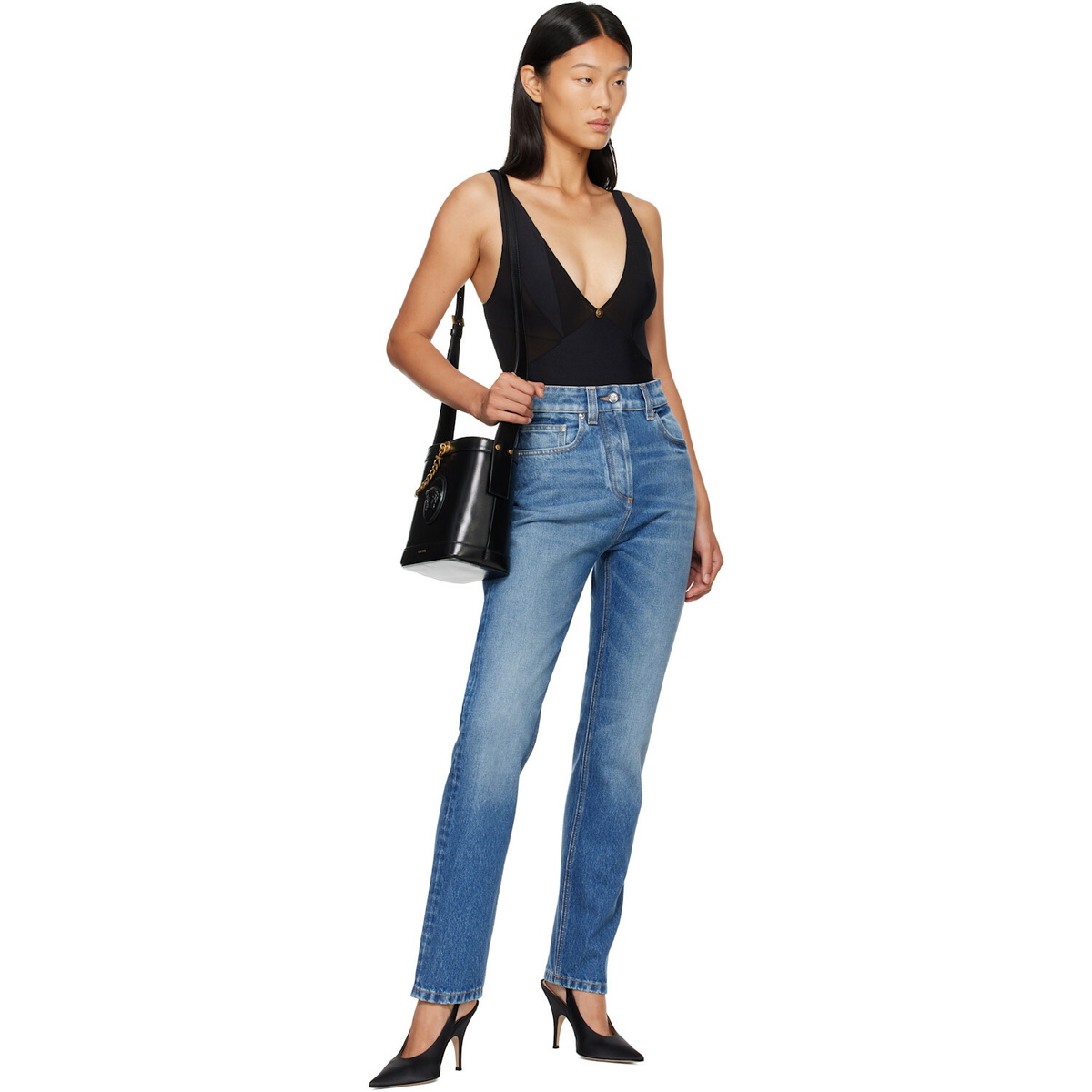 Versace Blue High Waist Straight Jeans
