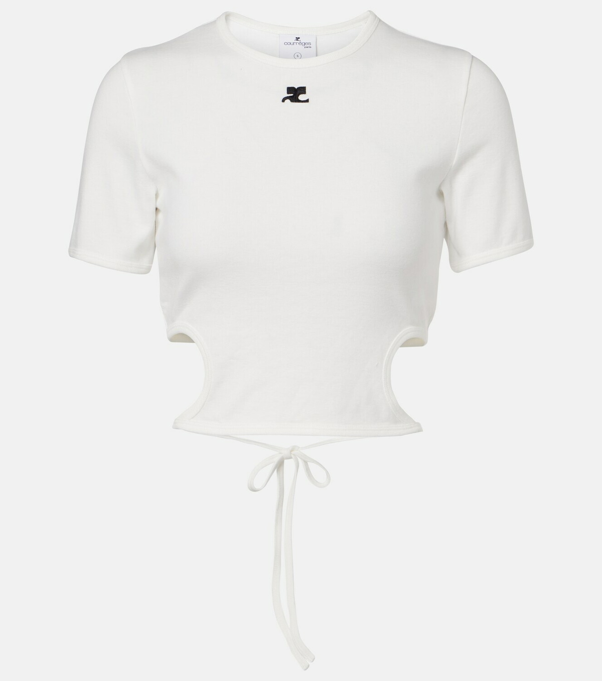 Courrèges Logo cutout tie-back cotton crop top