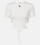 Courrèges Logo cutout tie-back cotton crop top