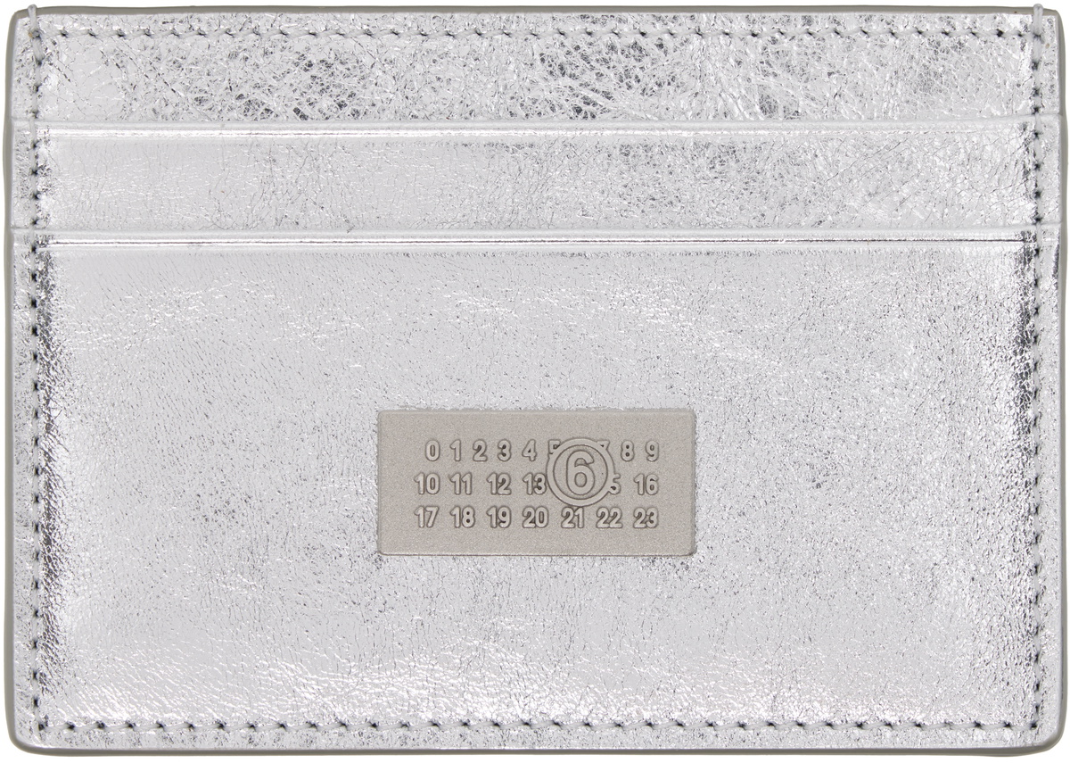 MM6 Maison Margiela Silver Numeric Leather Card Holder