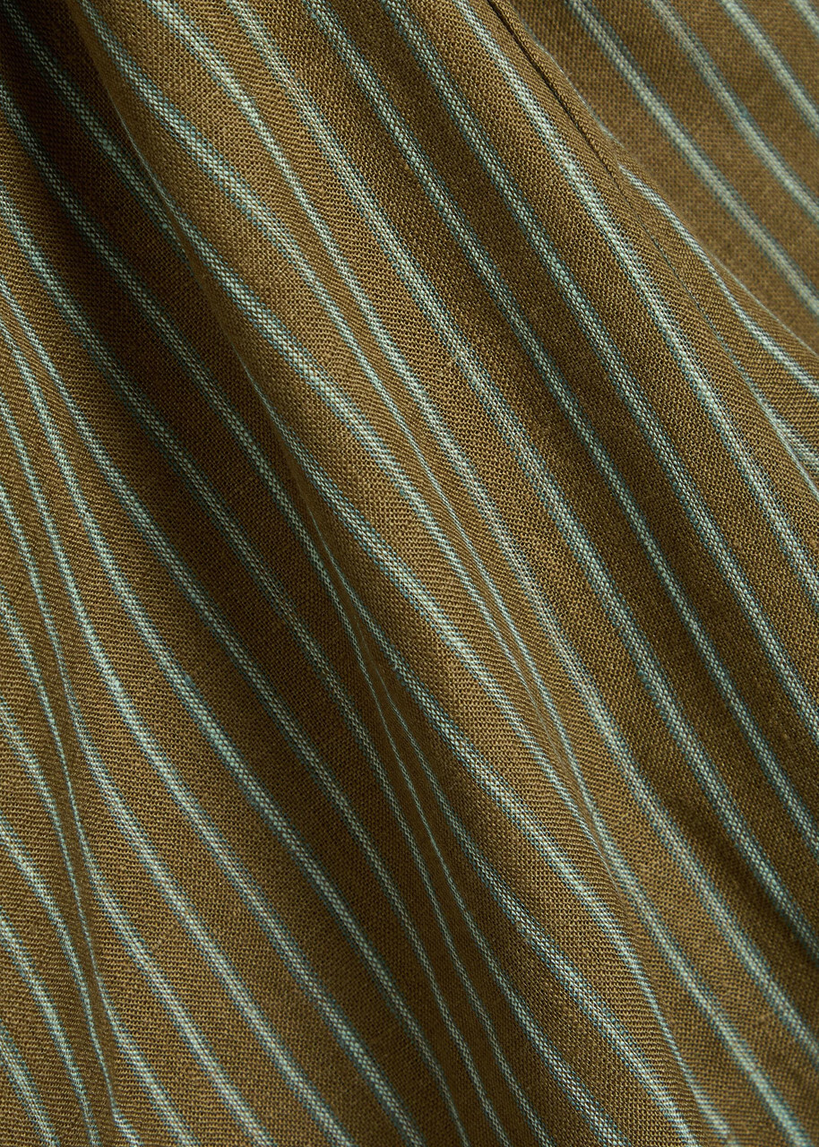 Staud Mateo Striped Linen Trousers Green