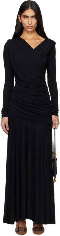 Photo: GANNI Black Ruched Maxi Dress