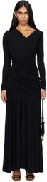 GANNI Black Ruched Maxi Dress