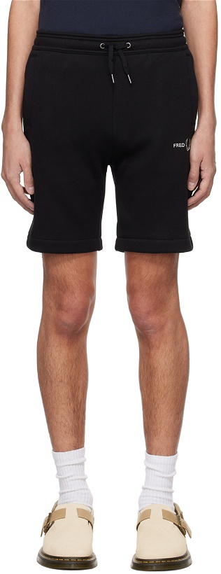 Photo: Fred Perry Black Embroidered Shorts