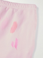 Collina Strada - Slim-Fit Tapered Rhinestone-Embellished Printed Cotton-Jersey Sweatpants - Pink