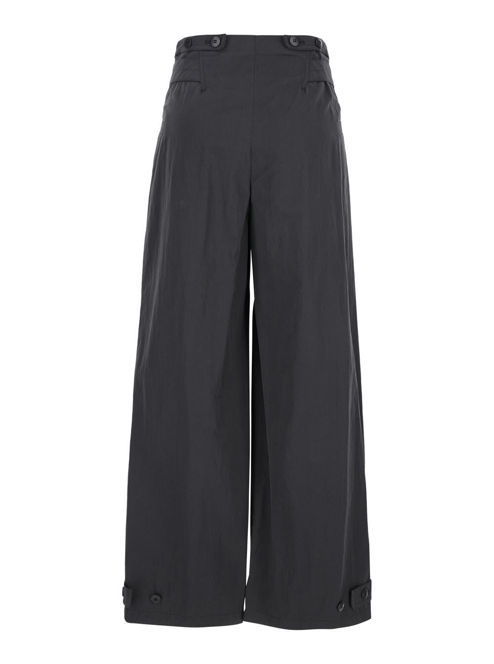 Low Classic Grey Pants With Double Belt And Pleated Details In Cotton Blend Woman