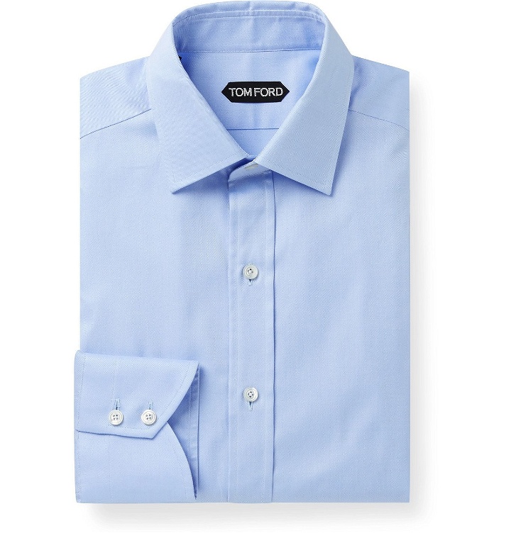 Photo: TOM FORD - Slim-Fit Cotton-Twill Shirt - Blue