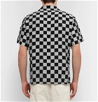 Beams - Camp-Collar Checkerboard Lyocell-Blend Jacquard Shirt - Men - Black