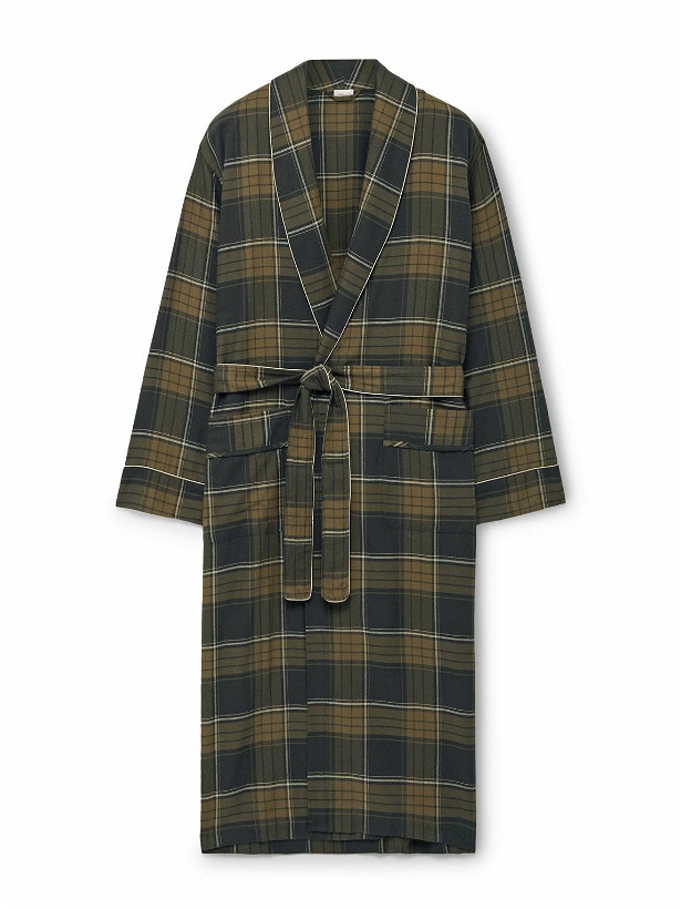 Photo: Zimmerli - Checked Cotton and Wool-Blend Flannel Robe - Green