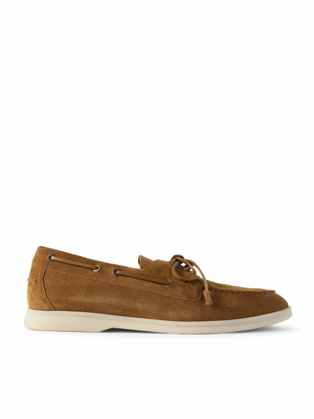 Photo: Loro Piana - Sea-Sail Walk Leather-Trimmed Suede Boat Shoes - Brown