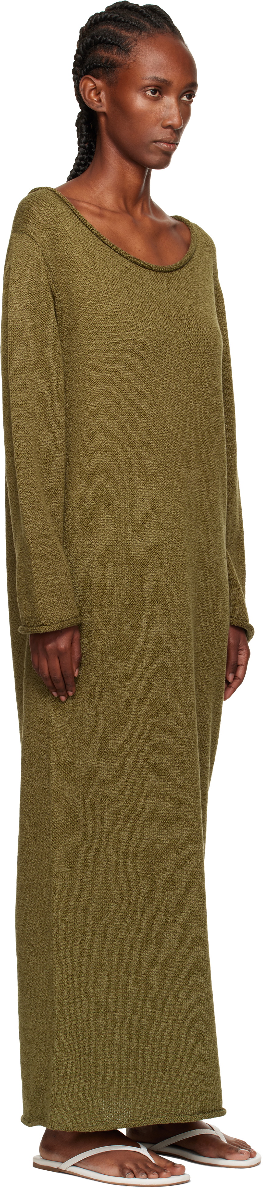 The Elder Statesman Green Nora Lite Oversized LS Maxi Dress