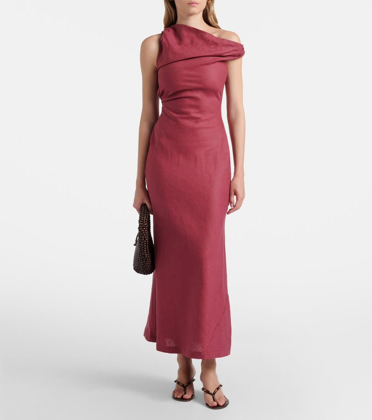 Faithfull Suis asymmetric linen maxi dress