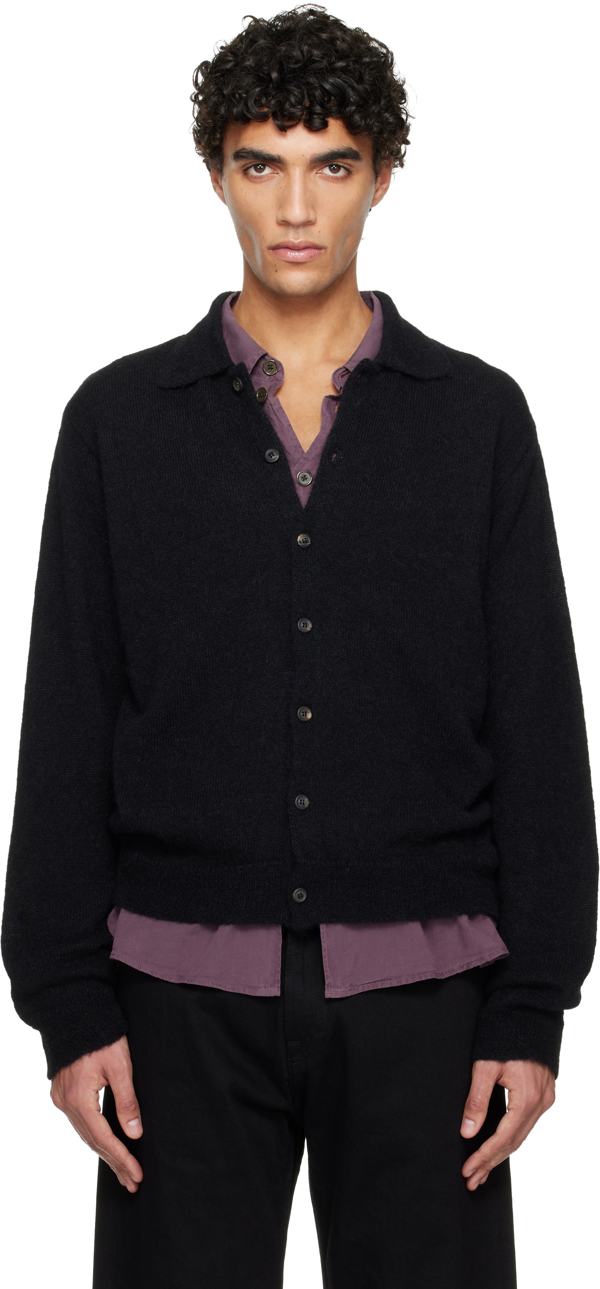 OUR LEGACY Black Evening Polo Cardigan Our Legacy