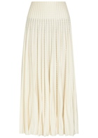 Alaïa Textured Knit Midi Skirt White