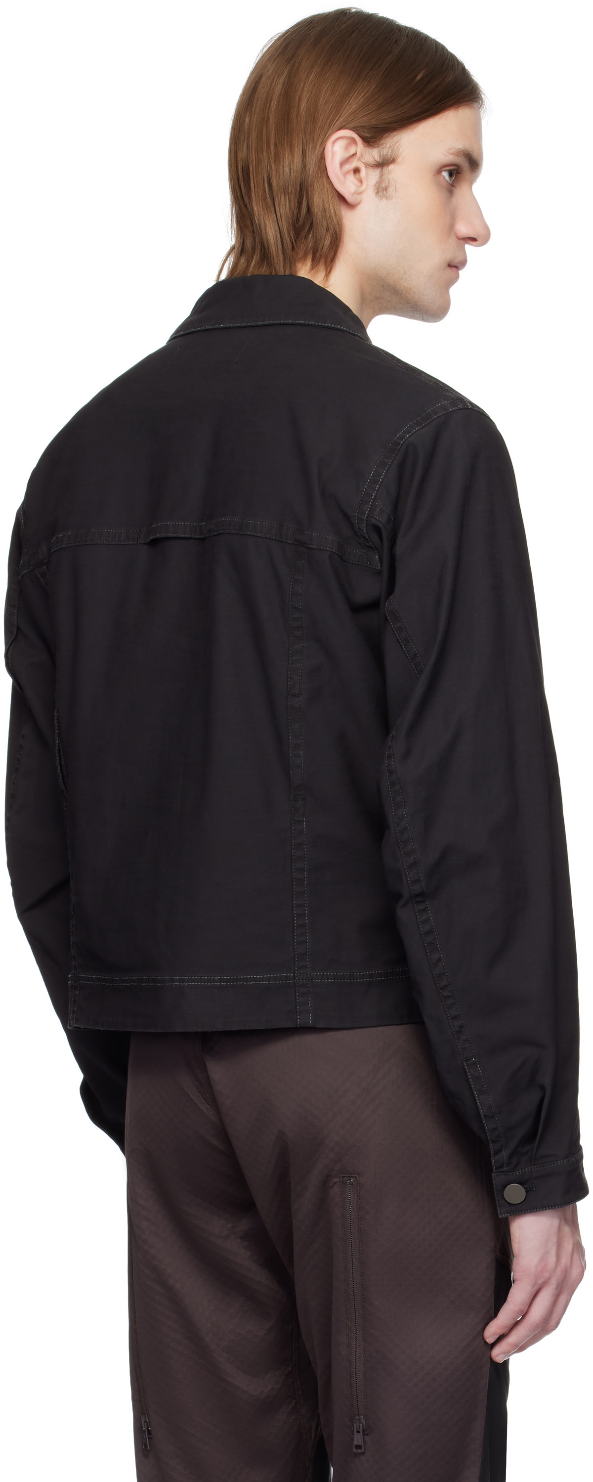 A. A. Spectrum Black Westwind Slim Trucker Jacket