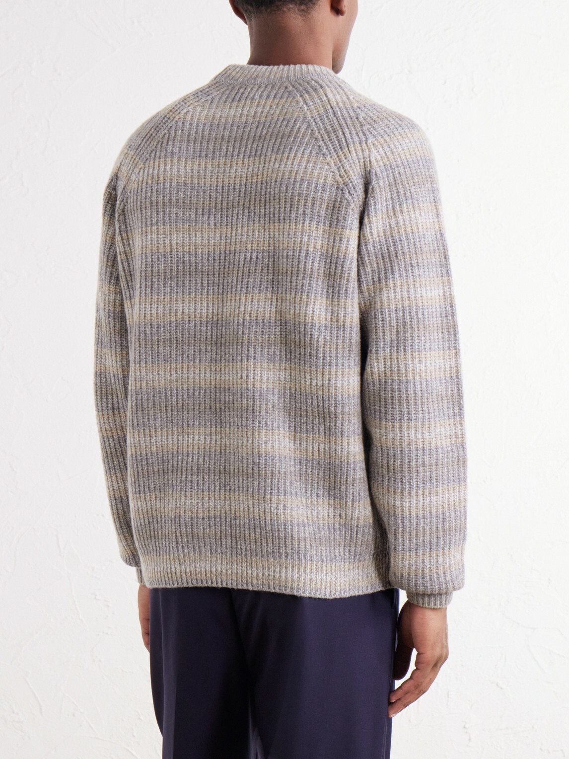 Kiton - Striped Wool and Cashmere-Blend Sweater - Gray