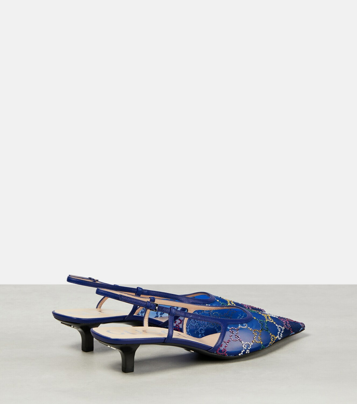 Gucci GG embellished mesh slingback pumps Gucci Gucci GG embellished mesh slingback pumps Gucci