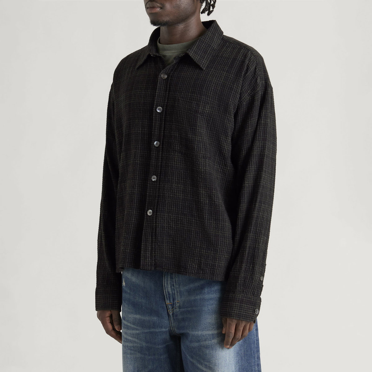 mfpen Men's Check Priority Shirt in Overdyed Black Check