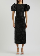 Rotate Sunday Floral-jacquard Midi Dress Black
