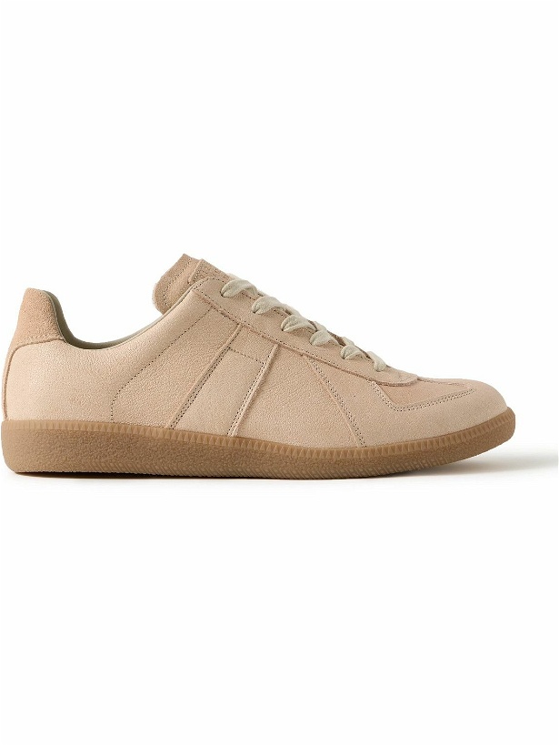 Photo: Maison Margiela - Replica Suede-Trimmed Leather Sneakers - Neutrals