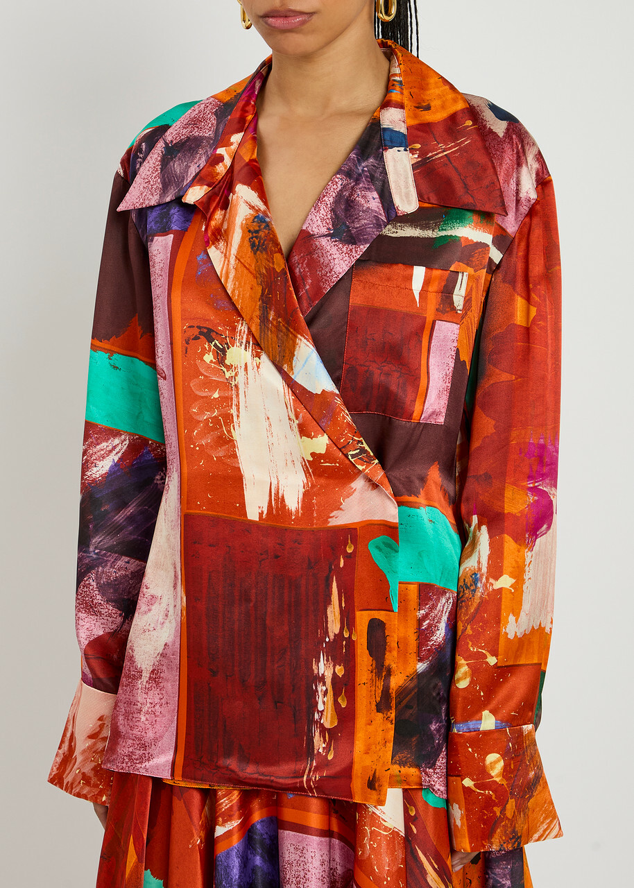 Roksanda Java Printed Satin Blouse Multi Print