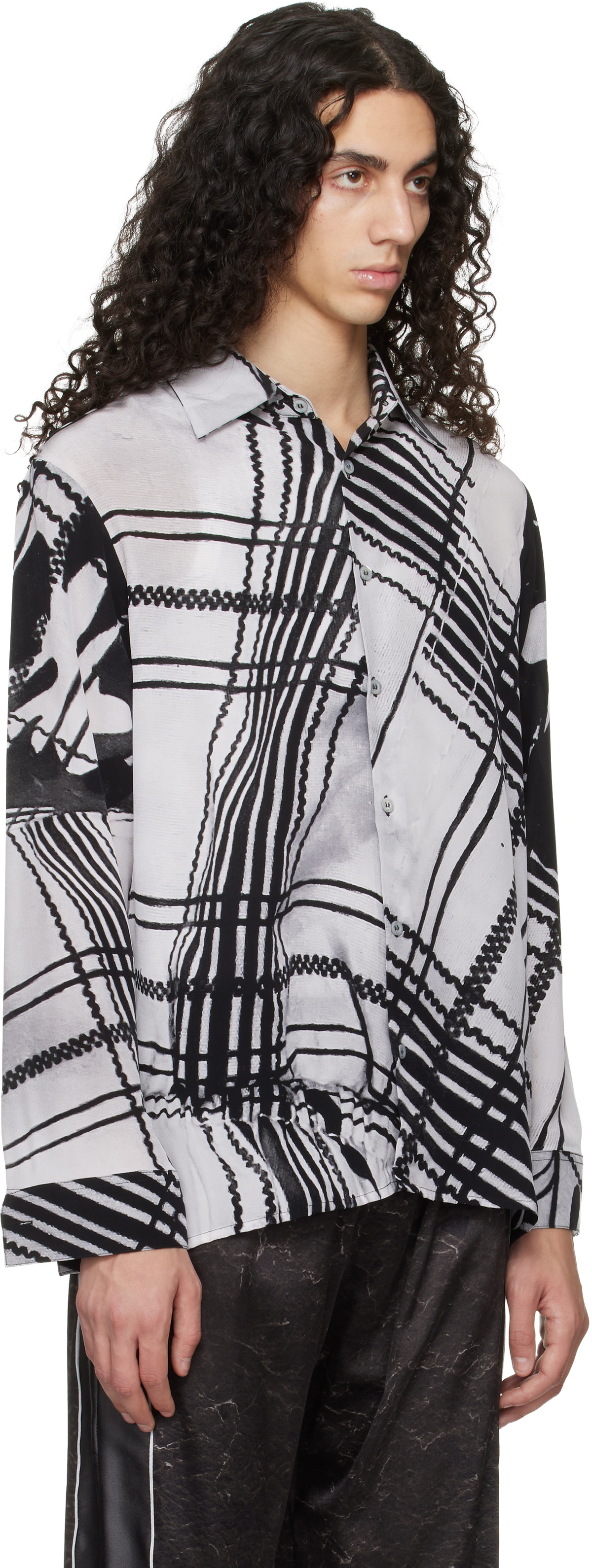 Serapis Black & White Clothing Facilities Silk Shirt
