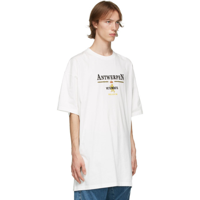 VETEMENTS White Oversized Antwerpen T-Shirt Vetements