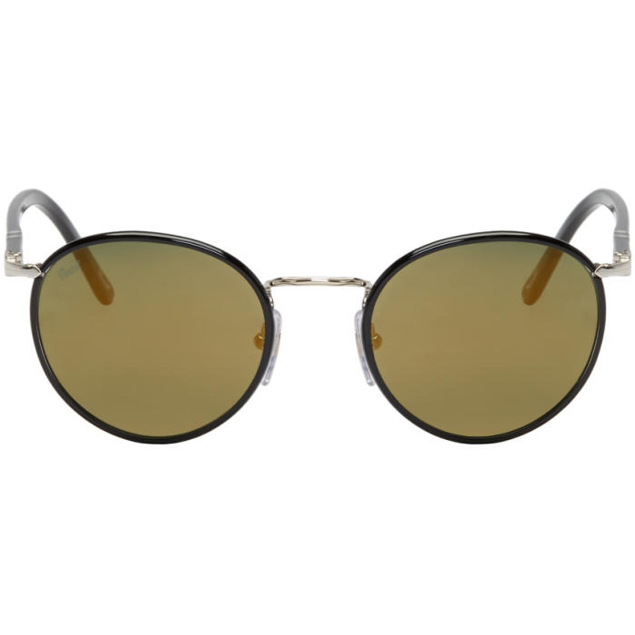 Photo: Persol Black and Gold Round Sunglasses