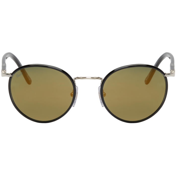 Photo: Persol Black and Gold Round Sunglasses