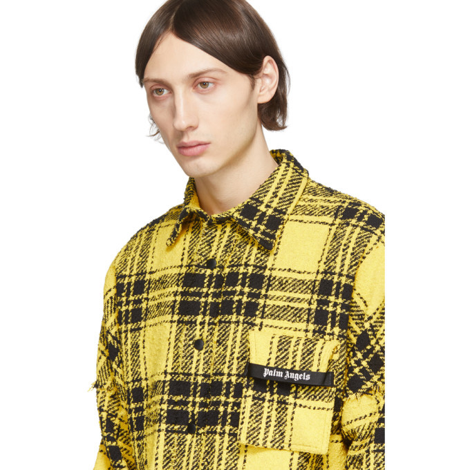 Palm Angels Yellow and Black Check Firestarter Overshirt