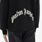 Palm Angels Men's Curved Logo Roll Neck Knit in Black/White