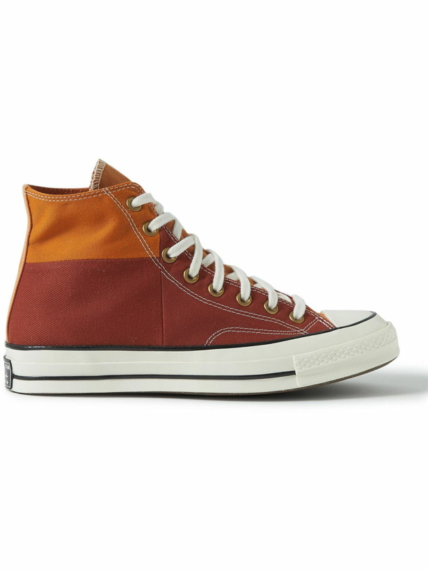 Photo: Converse - Chuck 70 Colour-Block Recycled Canvas High-Top Sneakers - Orange