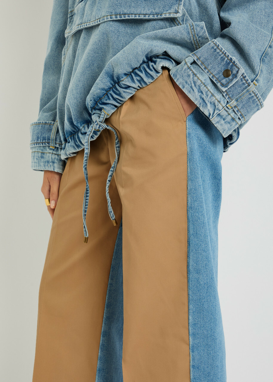 Bettter Panelled Straight-leg Cotton and Denim Trousers Camel