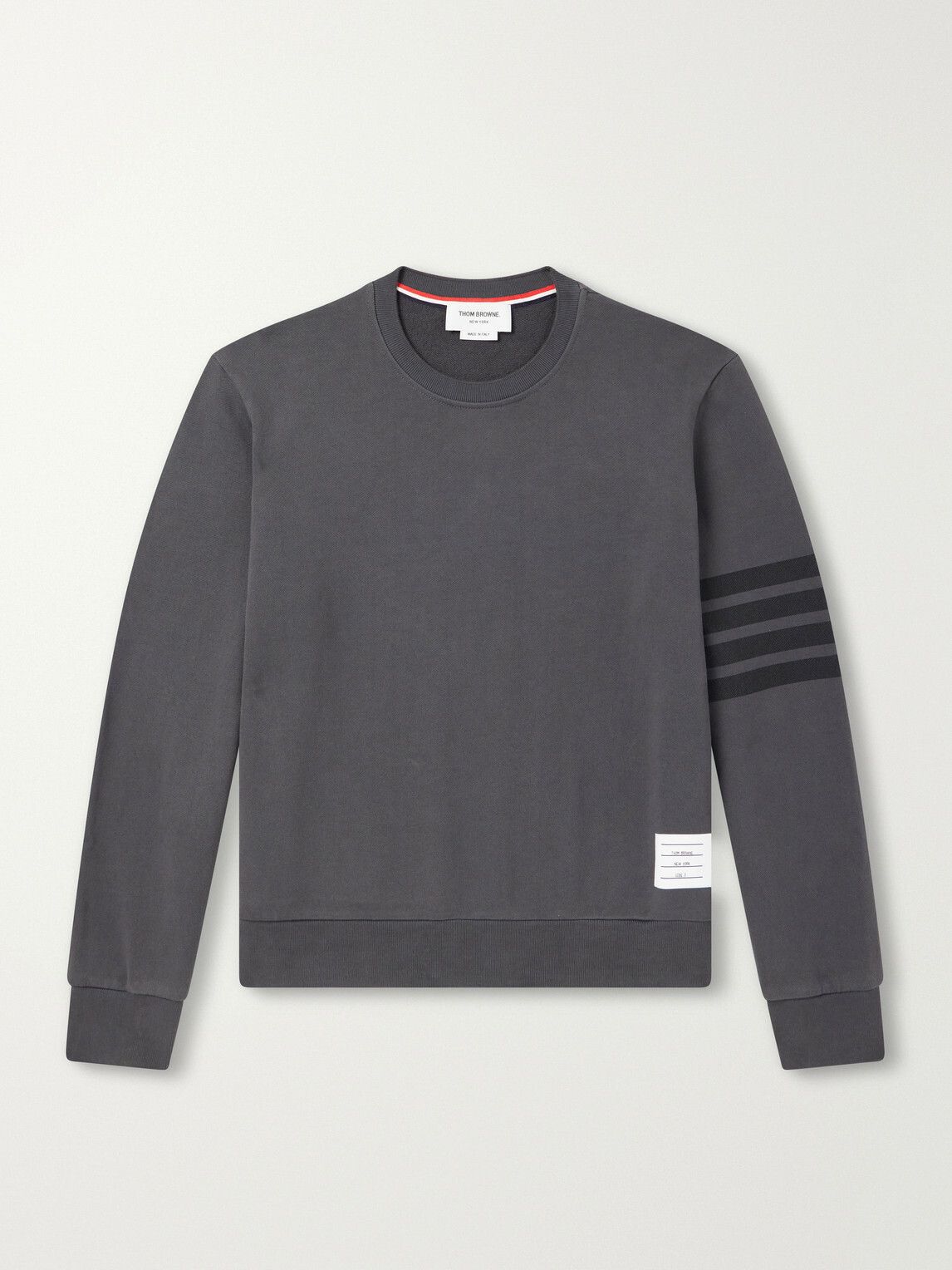Thom Browne - 4-Bar Stripe Cotton-Jersey Sweatshirt - Gray