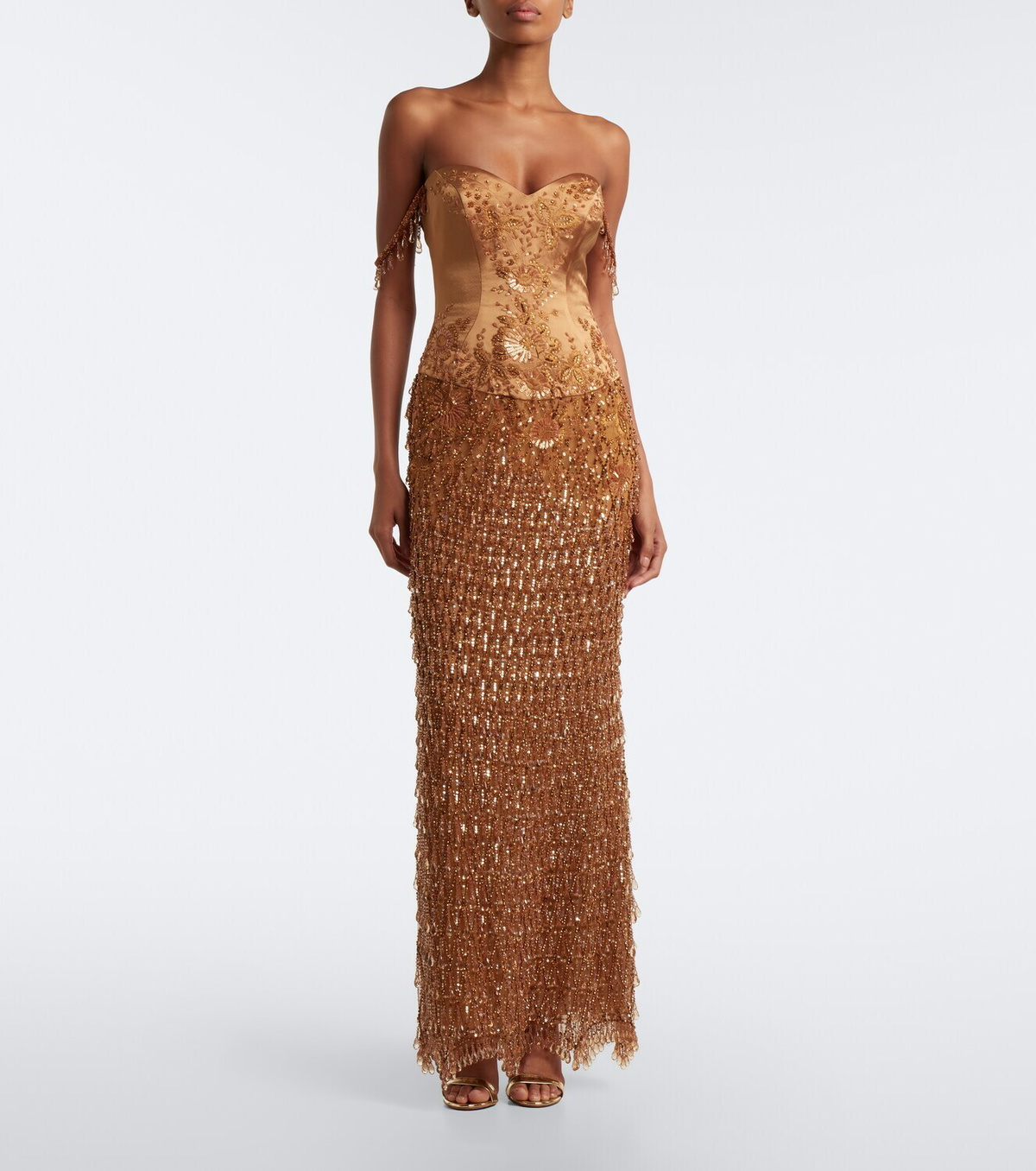 Georges Hobeika Embellished satin bustier gown