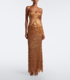 Georges Hobeika Embellished satin bustier gown