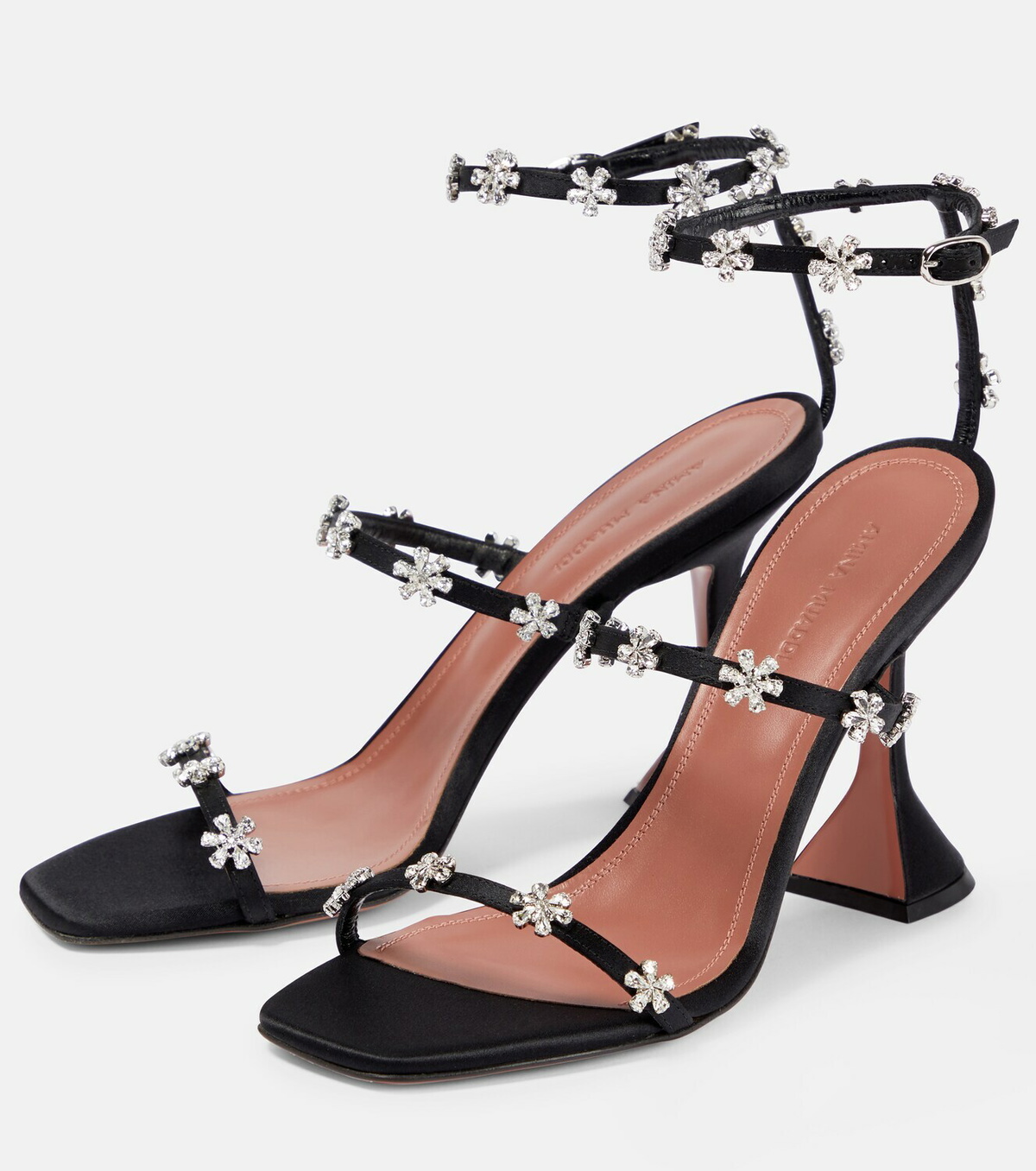 Amina Muaddi - Embellished satin sandals Amina Muaddi