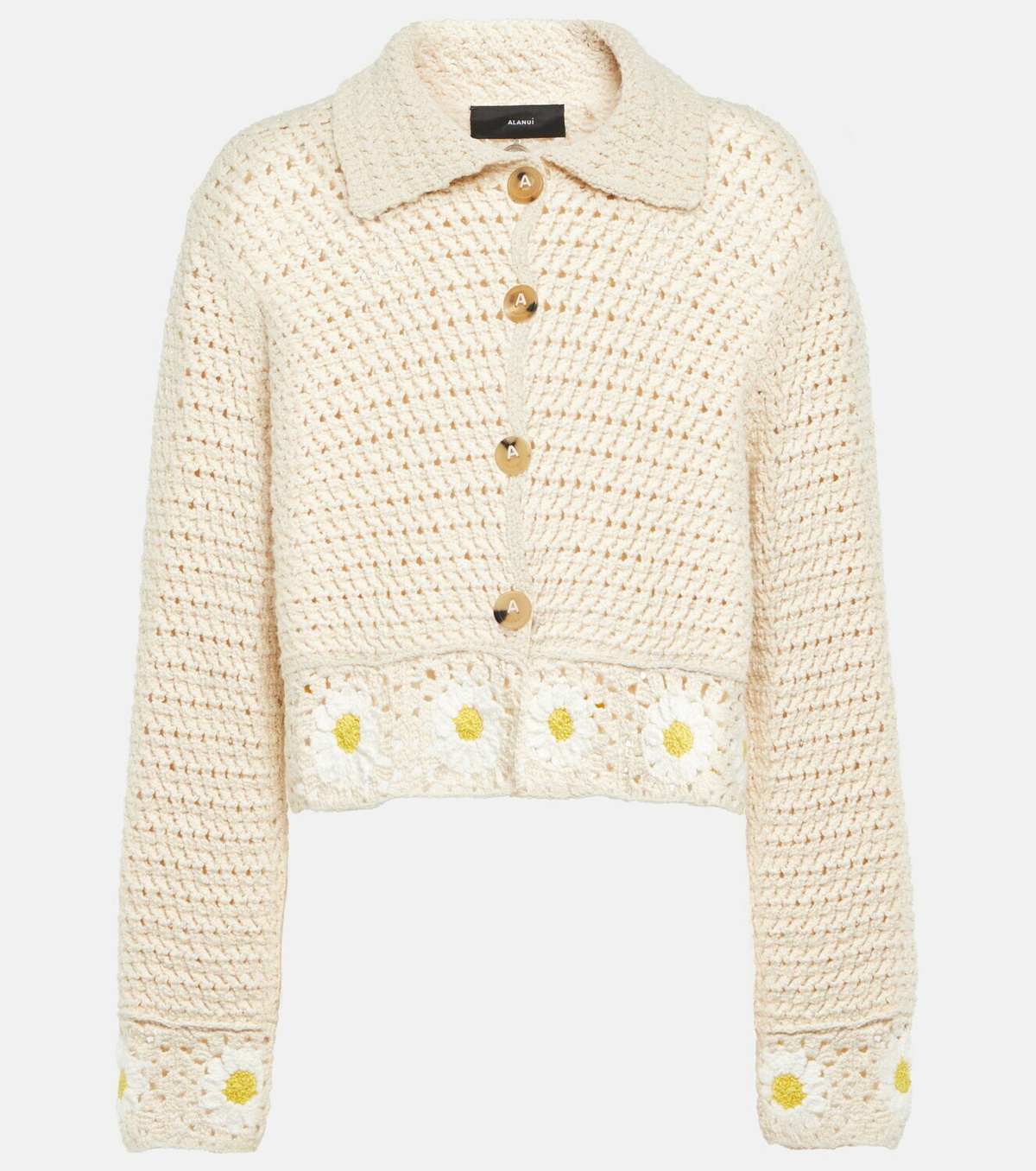 Alanui - Daisy cropped crocheted cardigan